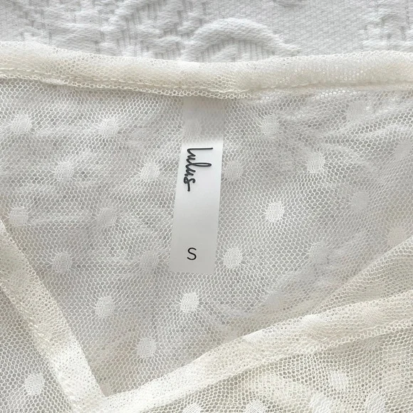 NWOT Lulus Cruise to Catalina Ivory Swiss Dot Sheer Maxi Swim Cover-Up Small - Picture 7 of 14